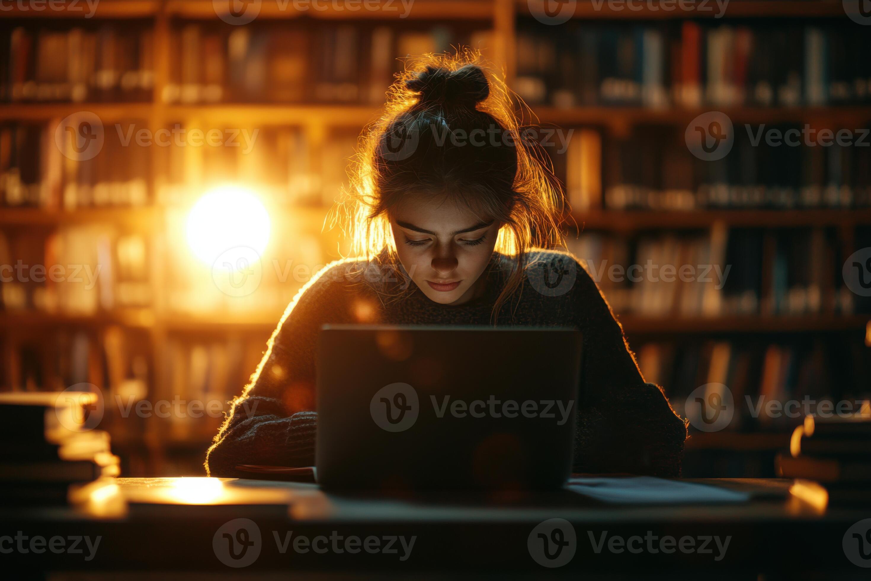 Graduate student working late on dissertation in Orlando